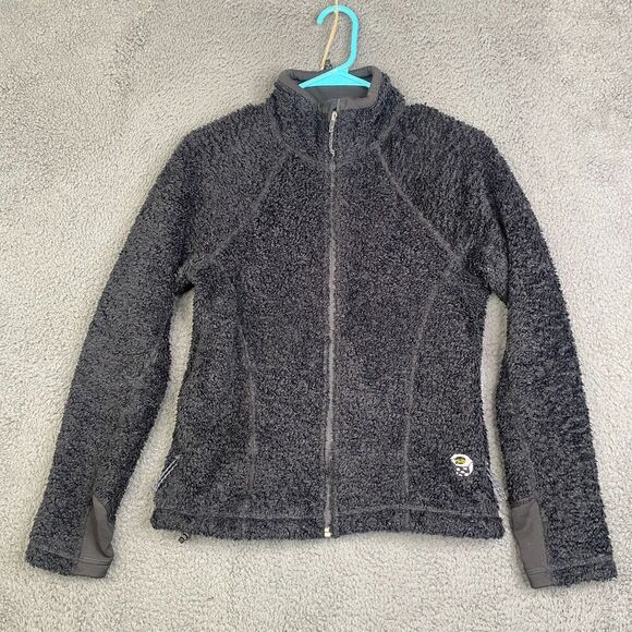 Mountain Hardwear Jacket Womens Small Full Zip Fleece Deep Pile Black USA Made - Picture 1 of 11